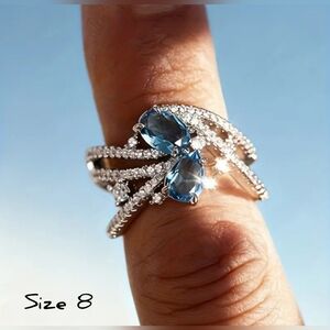 Simulated Aquamarine Twist ring, Sz.8